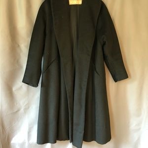 Vintage Frank Gallant 1950s Black Wool Swing Coat